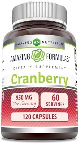 Amazing Formulas Cranberry Extract | 950 Mg Per Serving | 120 Capsules Supplement | Non-GMO, Gluten Free, Made in USA Amazing Nutrition