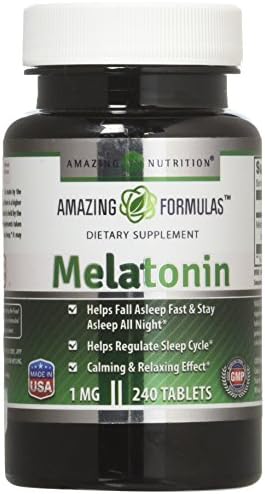 Amazing Formulas Melatonin 1 Mg Tablets (Non GMO,Gluten Free) - Best Choice of Natural Sleep Aid Supplement – Promotes Calming and Relaxing Effect - 240 Tablets - Suitable for Vegetarian Amazing Nutrition