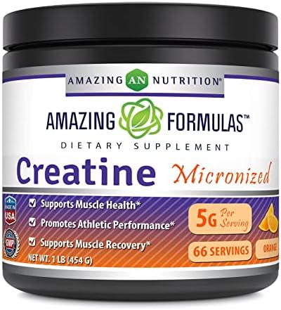 Amazing Formulas Micronized Creatine Monohydrate Supplement | 5000 Mg | Non-GMO | Gluten Free | Made in USA (1 Lb, Orange) Amazing Nutrition