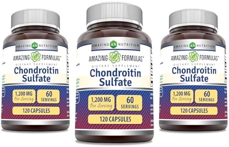 Amazing Formulas Chondroitin Sulfate 1200 mg Per Serving Supplement | Capsules | Non-GMO | Gluten Free | Made in USA (120 Count) | Pack of 3 Amazing Nutrition