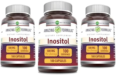 Amazing Formulas Inositol 500 Mg Per Serving | 100 Capsules Supplement | Non-GMO | Gluten Free | Made in USA | Pack of 3 Amazing Nutrition