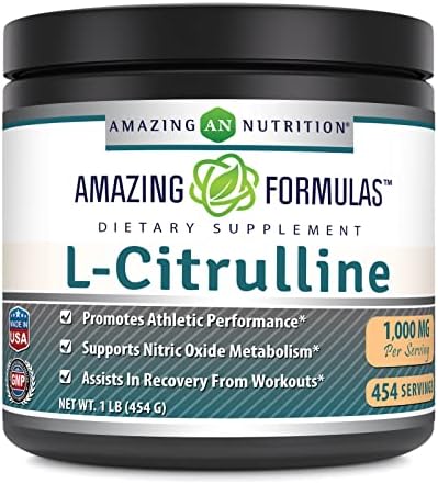 Amazing Formulas L-Citrulline Powder Supplement | 1000 Mg Per Serving | Non-GMO | Gluten-Free | Non-GMO | Made in USA Amazing Nutrition