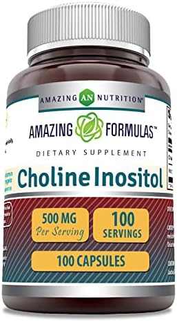 Amazing Formulas Choline & Inositol Supplement | 500 Mg Per Serving | Capsules | Non-GMO | Gluten-Free | Made in USA (1 Pack, 100 Count) Amazing Nutrition