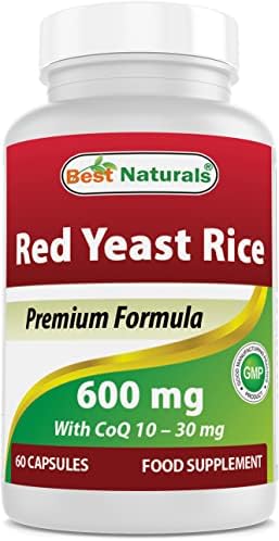 Best Naturals Red Yeast Rice with COQ10 60 Capsules - Contains 600 mg of Red Yeast Rice and 30 mg of CoQ10 Best Naturals