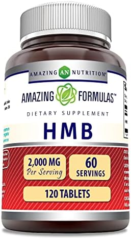 Amazing Formulas HMB (Beta-Hydroxy Beta-Methylbutyrate) Supplement | 2000 Mg Per Serving | 120 Tablets | Non-GMO | Gluten Free | Made in USA Amazing Nutrition