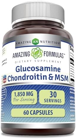 Amazing Formulas Glucosamine Chondroitin MSM 1850 mg Per Serving | 60 Capsules Supplement | Non-GMO | Gluten Free | Made in USA Amazing Nutrition