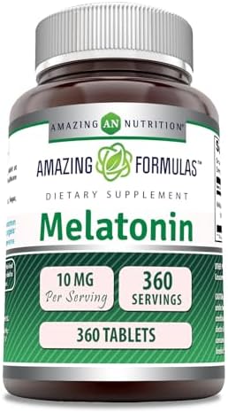 Amazing Formulas Melatonin Supplement | 10 Mg per Serving | 360 Tablets | Non-GMO | Gluten-Free | Made in USA Amazing Nutrition