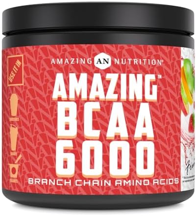 Amazing Nutrition Amazing BCAA 6000 | 6 Grams BCAA Per Serving | 30 Servings Powder | Branched Chain Amino Acid Supplement | Made in USA (Natural Fruit Punch) Amazing Nutrition