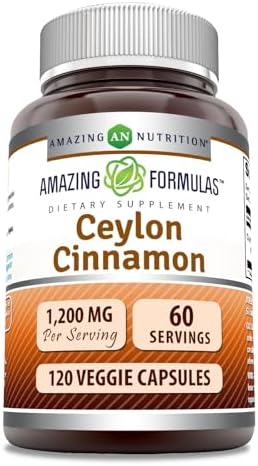 Amazing Formulas Ceylon Cinnamon 1200 Mg Per Serving | Veggie Capsules Supplement | Non-GMO | Gluten Free | Made in USA (1 Pack, 120 Count) Amazing Nutrition