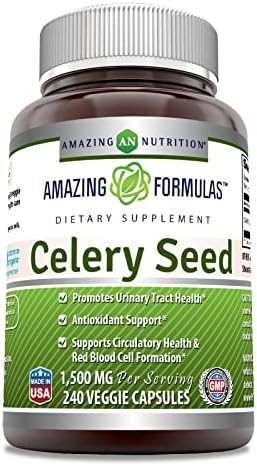 Amazing Formulas Celery Seed Extract Supplement | 1500 Mg | 240 Veggie Capsules | Non-GMO | Gluten-Free | Made in USA Amazing Nutrition