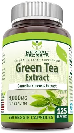 Amazing Nutrition Herbal Secrets Green Tea Extract 1000 Mg per Serving | 120 Veggie Capsules Supplement | Non-GMO | Gluten-Free | Made in USA Amazing Nutrition