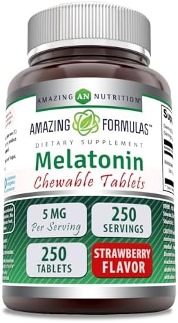 Amazing Formulas Melatonin Chewable Supplement | 5 Mg Per Serving | 250 Tablets | Non-GMO | Gluten-Free | Made in USA (Citrus Flavor) Amazing Nutrition