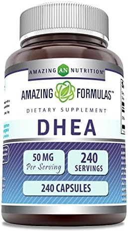 Amazing Formulas DHEA 50mg Per Serving 240 Capsules Supplement | Non-GMO | Gluten Free | Made in USA Amazing Nutrition