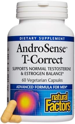 Natural Factors, AndroSense T-Correct, Supports Men's Hormonal Metabolism with Milk Thistle, Turmeric and Lycopene, 60 capsules (30 servings) Natural Factors