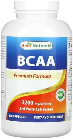 Best Naturals BCAA Branch Chain Amino Acid, 3200mg per Serving, 400 Capsules - Pharmaceutical Grade - 100% Pure Instantized Formula | Pre/Post Workout Bodybuilding Supplement | Boost Muscle Growth Best Naturals