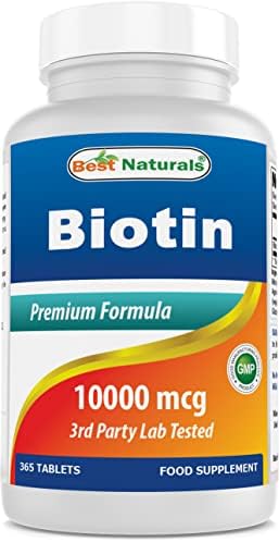 Best Naturals Biotin (Also Called Vitamin B7), 10,000 mcg 365 Tablets (365 Count (Pack of 1)) Best Naturals