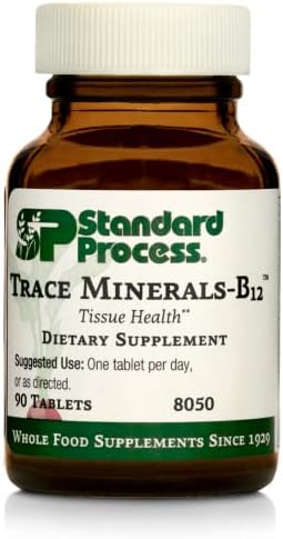 Standard Process Trace Minerals-B12 - Whole Food Spleen, Bone Health, Immune Support, Metabolism and Thyroid Support with Manganese, Kelp, Iodine, Copper, Vitamin B12, Zinc, and Iron - 90 Tablets Standard Process Inc.