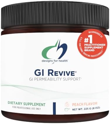 Designs for Health GI Revive Gut Health Powder - L Glutamine & Citrus Pectin for Digestive Health + Slippery Elm, Marshmallow Root & Cat's Claw for Healthy Intestinal Function (28 Servings) Designs for Health