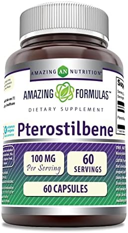 Amazing Formulas Pterostilbene Supplement | 100 Mg per Serving | 60 Capsules | Non-GMO | Gluten Free | Made in USA Amazing Nutrition