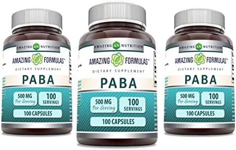 Amazing Formulas PABA Supplement | 500 Mg Per Serving | 100 Capsules | Non-GMO | Gluten-Free | Made in USA Amazing Nutrition