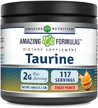 Amazing Formulas Taurine 500 Grams (1.1 Lb) Powder Supplement | 2000 mg Per Serving | 111 Servings | Non-GMO | Gluten Free | Made in USA (Fruit Punch) Amazing Nutrition