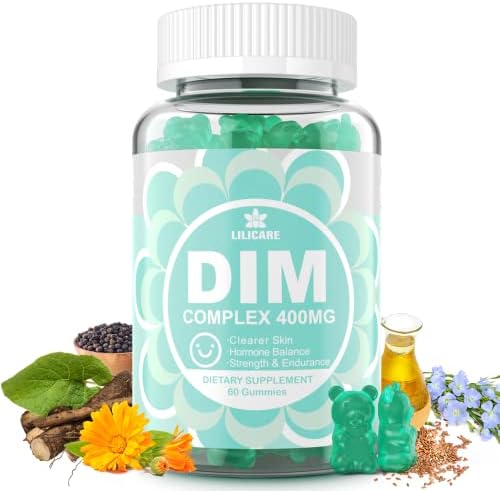 DIM Supplement Women 400mg, Estrogen Supplement for Women, Sugar Free DIM Gummies for Men & Women w/ Biotin, Flaxseed Oil, Burdock, Calendula, BioPerine for Hormone Balance, Menopause & Prostate 60Cts EnvyDeal