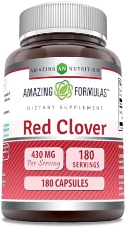 Amazing Formulas Red Clover Supplement | 430 Mg Per Serving | 180 Capsules | Non-GMO | Gluten Free | Made in USA Amazing Nutrition