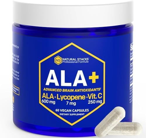 NATURAL STACKS Alpha Lipoic Acid 600mg w/Lycopene and Vitamin C - Supplement for Immunity & Cellular Function - Supplement for Brain Health Natural Stacks