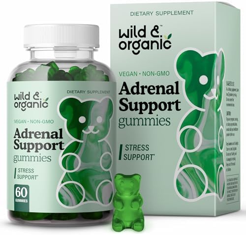 Wild & Organic Adrenal Support Gummies - Pure Adrenal Support Supplements for Women and Men with Ashwagandha Root & Rhodiola Rosea - 60 Pectin-Based Chews Wild & Organic