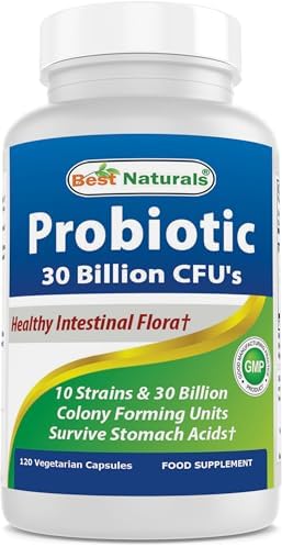 Best Naturals Probiotic 10 Strains & 30 Billion CFU Intestinal Flora, 120 Veggie Capsules - Shelf Stable probiotic (4146365) Best Naturals