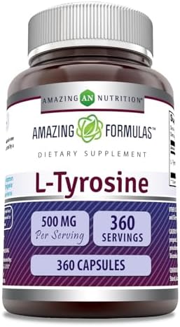 Amazing Formulas L-Tyrosine 500 mg Capsules | Amino Acid Supplement | Non-GMO | Gluten Free | Made in USA (180 (3 Pack)) Amazing Nutrition