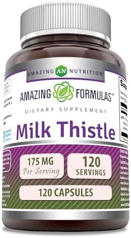 Amazing Formulas Milk Thistle 175 mg Capsules Supplement | Non-GMO | Gluten Free | Made in USA (1 Pack, 120 Count) Amazing Nutrition