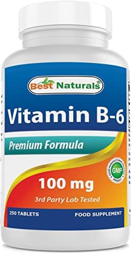 Best Naturals Vitamin B6 Tablet, 100 mg, 250 Count Best Naturals