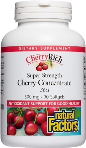 CherryRich by Natural Factors, Super Strength Cherry Concentrate, Antioxidant Support for Healthy Joints and Uric Acid Metabolism, 90 softgels (90 servings) Natural Factors