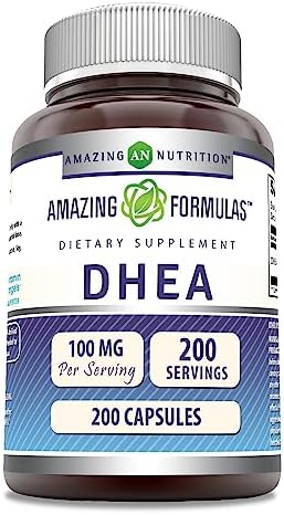 Amazing Formulas DHEA 100 mg Capsules | Supplement | Non-GMO | Gluten Free | Made in USA (1 Pack, 200 Count) Amazing Nutrition