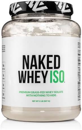 Naked Whey Isolate Protein - Only 2 Ingredients, 30g Grass-Fed Protein, Unflavored, Undenatured, No GMO, No Soy, Gluten-Free, No Preservatives - 28 Servings Naked Nutrition