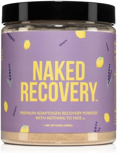 Naked Recovery - Mushroom Supplement Powder - Lions Mane, Cordyceps, Reishi, Tart Cherries, Lemon Balm - Adaptogen Wellness Formula, Stress Relief, Muscle Recovery - 30 Servings Naked Nutrition