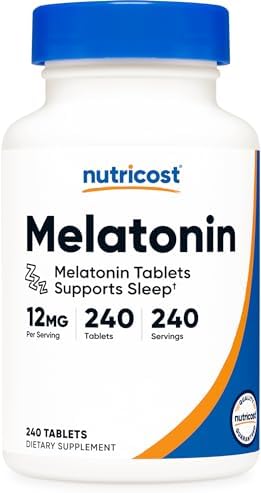 Nutricost Melatonin 12mg, 240 Tablets - 12mg Per Serving, Non-GMO, Gluten Free Nutricost