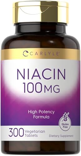 Carlyle Niacin 100mg | 300 Vegetarian Tablets | Non-GMO, Gluten Free | High Potency Formula Carlyle