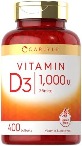 Carlyle Vitamin D3 1000 IU | 400 Softgels | Non-GMO and Gluten Free Formula | 25 mcg Carlyle