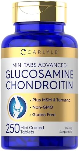 Carlyle Glucosamine Chondroitin MSM Turmeric | 250 Mini Tablets | Non-GMO and Gluten Free Carlyle