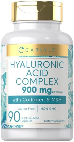 Carlyle Hyaluronic Acid Complex 900 mg | with Collagen and MSM | 90 Capsules | Non-GMO, Gluten Free Supplement Carlyle