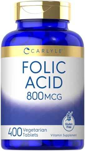 Carlyle Folic Acid 800 Mcg Tablets | 400 Count | Vegetarian, Non-GMO, Gluten Free Carlyle