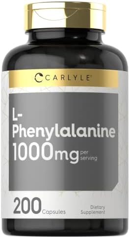 Carlyle L Phenylalanine 1000mg | 200 Capsules | Non-GMO and Gluten Free Formula | Free Form L-Phenylalanine Supplement Carlyle