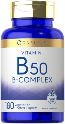 Carlyle Vitamin B50 Complex | 180 Caplets | Vegetarian, Non-GMO, Gluten Free Carlyle