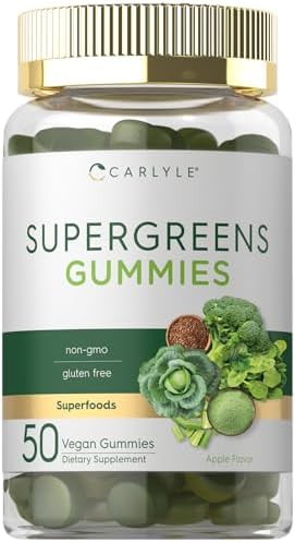 Carlyle Supergreens Gummies | 50 Count | Apple Flavor | Vegan, Non-GMO and Gluten Free Supplement Carlyle