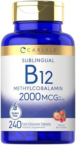 Carlyle Vitamin B-12 | 2000mcg | 240 Fast Dissolve Tablets | Methylcobalamin | Natural Berry Flavor | Vegetarian, Non-GMO & Gluten Free Sublingual Supplement Carlyle