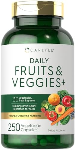 Carlyle Fruits and Veggies Supplement | 250 Capsules | Made with 30 Fruits and Vegetables | Vegetarian, Non-GMO, Gluten Free Superfood Formula Carlyle