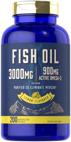 Carlyle Fish Oil 3000mg | 900mg Omega 3 | 200 Softgels | Lemon Flavor | Non-GMO and Gluten Free Supplement Carlyle