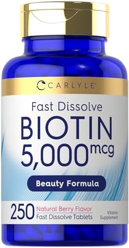 Carlyle Biotin 5000mcg | 250 Fast Dissolve Tablets | Vegetarian, Non-GMO, Gluten Free Supplement Carlyle